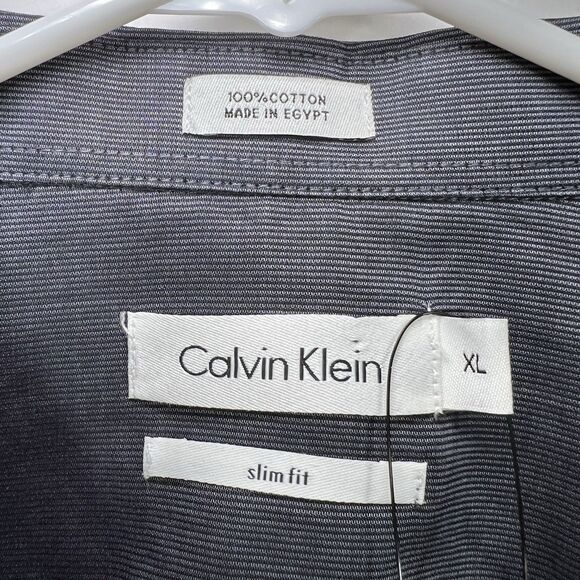 Calvin Klein Slim Fit Button Up Shirt Mens Size XL Gray Black Pinstripes NWT $79 - Picture 10 of 13